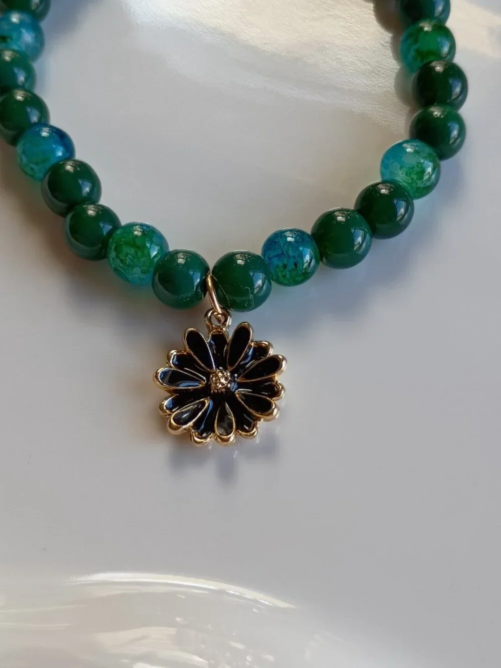 Midnight Daisy Kids Bracelet | Handmade Beaded Bracelet | 5.5